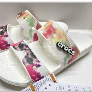Classic Crocs Tie Dye Graphic Sandal White/Multi Relaxed Fit M8/W10 Unisex